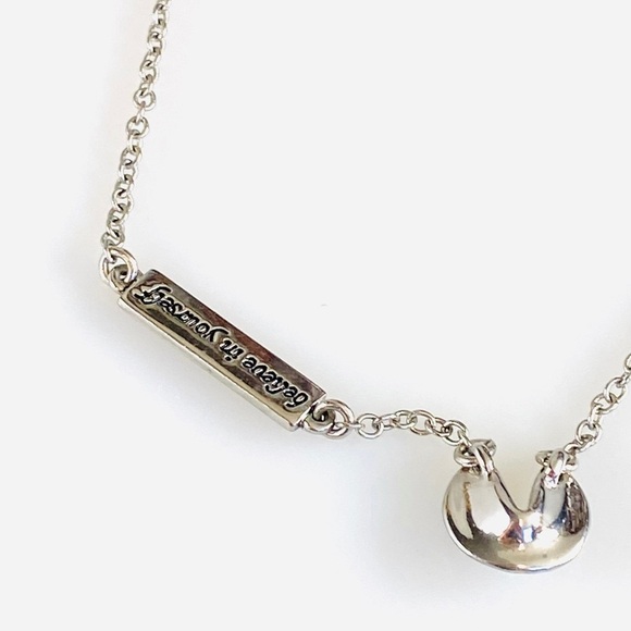 Lia Sophia Necklace Fortune Cookie Silver Tone - Picture 2 of 8